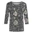 thumbnail image 4 of Jsaierl 3/4 Length Sleeve Tops for Women Casual Crew Neck Shirts Dressy Floral Ladies Blouses Going Out Dressy Tunic Top S-2XL, 4 of 5