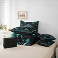 thumbnail image 6 of Manfei Vintage Aztec Rhombus 7-Piece Twin Bedding Sets,bohemian Exotic Style Bedding Comforter Set,Cyan Black Sheet Sets For Adults,Microfiber Bedroom Decor Reversible, 6 of 8