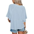 thumbnail image 4 of Summer Oversize Women Solid Color Half Sleeve Loose Shirt Tee Casual Tops, 4 of 4