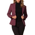 thumbnail image 1 of BLAZER DE DENIM PARA MUJER INSPIRADOR CHIC, CON SOLAPA EN V, DE UN SOLO BOTÓN, CON ALMOHADILLAS EN LOS HOMBROS, CHAQUETAS DE TRABAJO, COLOR BURDEOS, 1 of 6