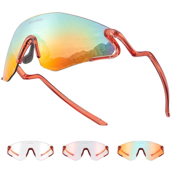 ROCKBROS Photochromic Sports Sunglasses for Men Women, UV400 Light Adaptive Eyewear with Detachable Inner Frame for Cycling Running Pickleball Outdoor Sports