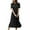 Black, variant on Lolmot Summer Dress for Women Crew Neck Short Sleeve Solid Basic Dress Casual Vintage Cotton Linen Loose Long Dresses