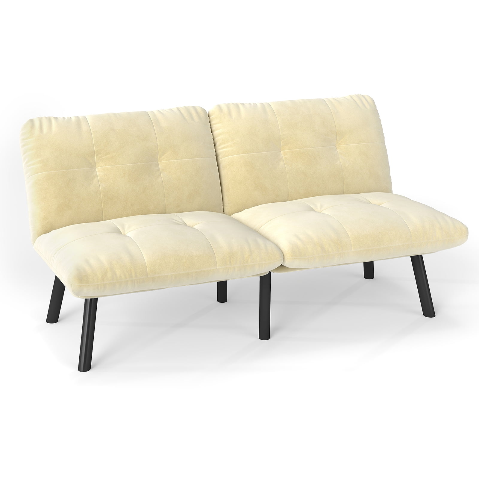 Gewnee Modern Folding Sofa Bed,Velvet Cushions Loveset,Adjustable Backrest,Suitable for Small Apartment.Cream