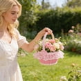 thumbnail image 1 of Plas Tic Storage Basket, Handheld Rattan Basket Woven Storage Basket with Short Gauze Candy Flower Storage Basket, 1 of 6