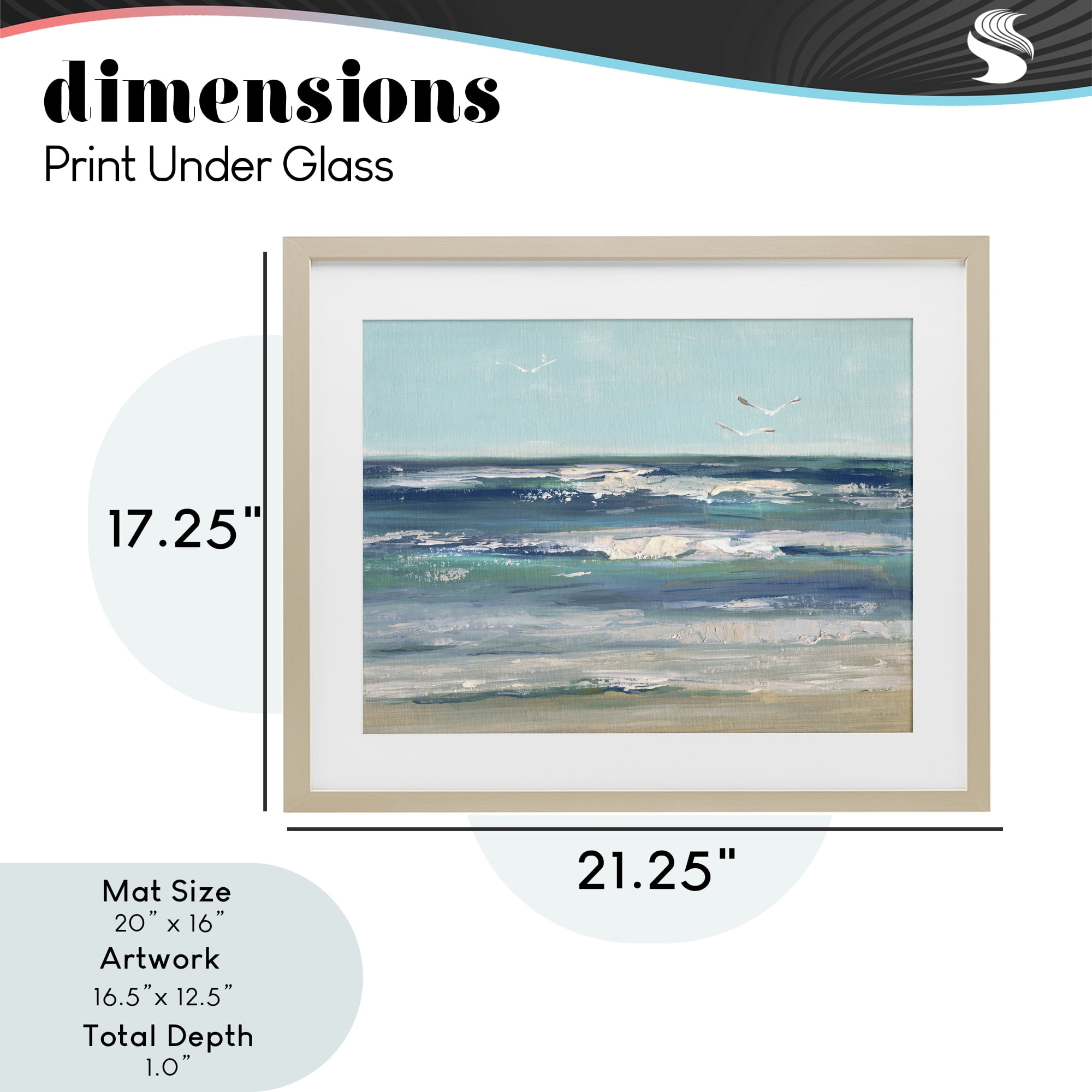 Stupell Industries Seagulls over Rolling Waves Birch Framed Print Under Glass, design by Sally Swatland