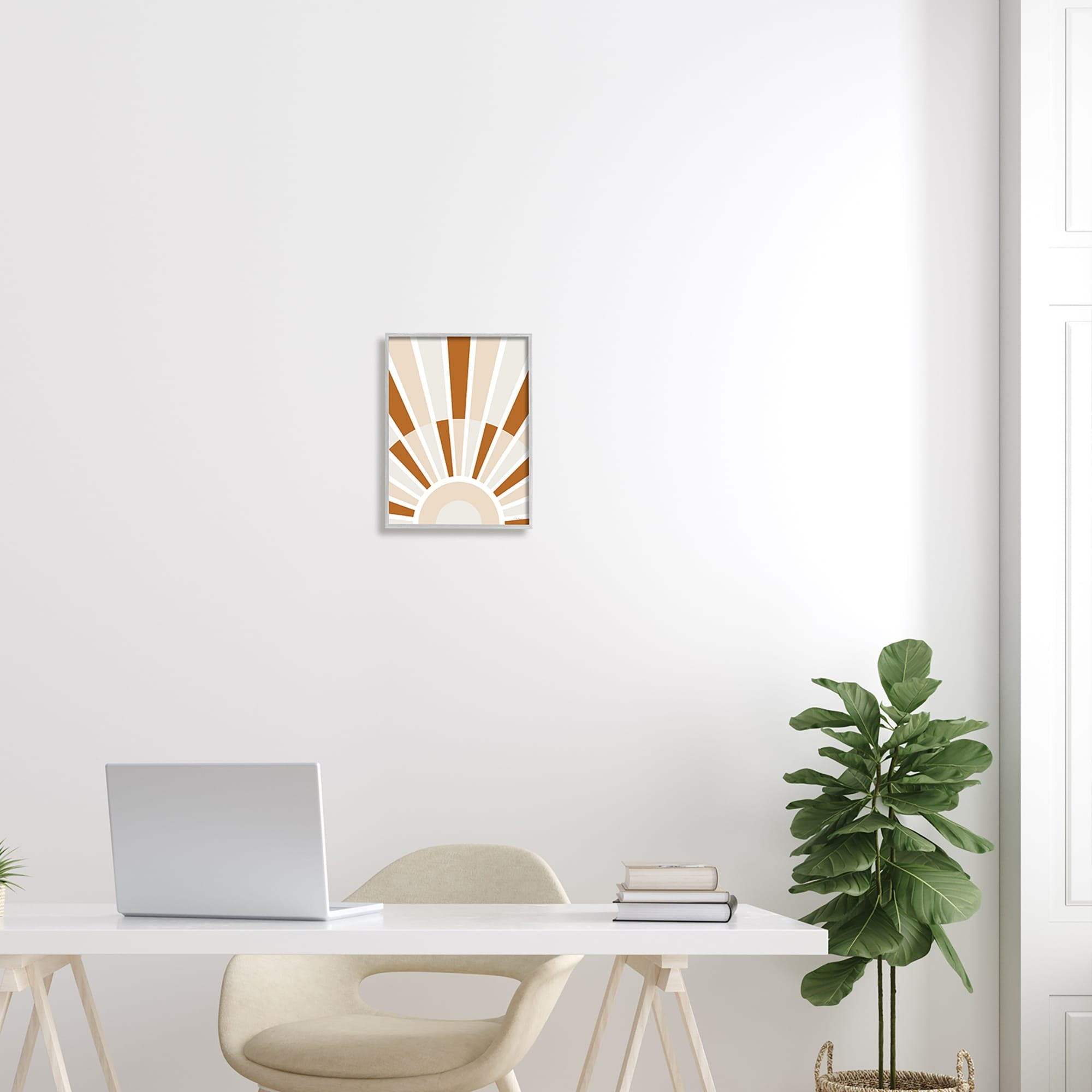 Stupell Industries Abstract Sun on Horizon Alternating Stripes Earth Tones Graphic Art Gray Framed Art Print Wall Art, Design by Martina Pavlova