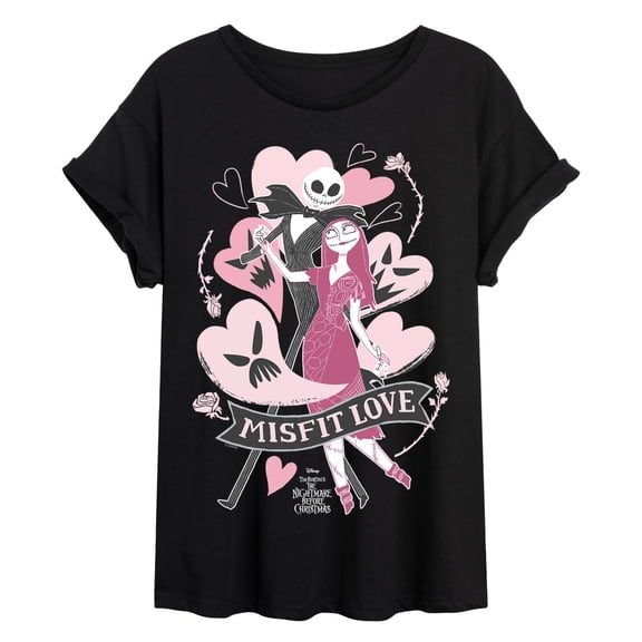The Nightmare Before Christmas - Misfit Love - Juniors Oversized Graphic T-Shirt