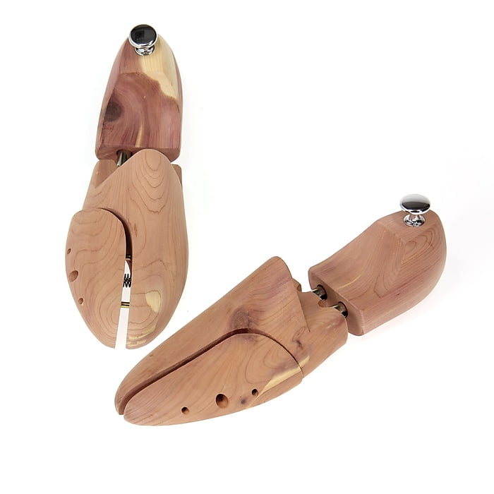 Olive Cedar Shoe Trees Dual Tube Split Toe Adjustable Shoe Stretcher for Men 