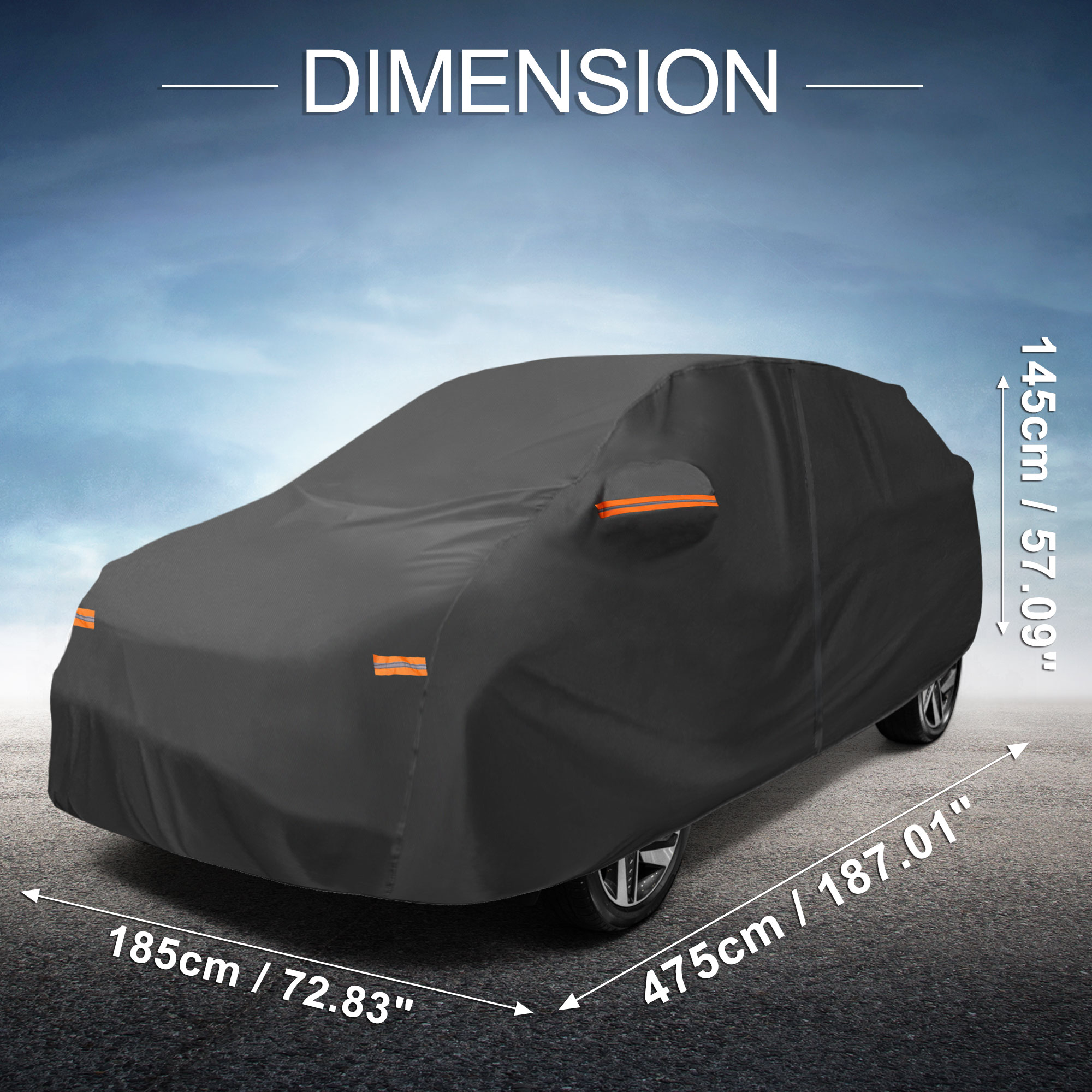 Unique Bargains Car Cover 210D-PU Oxford Outdoor Full Car Cover Waterproof Windproof Black for Hyundai Nexo