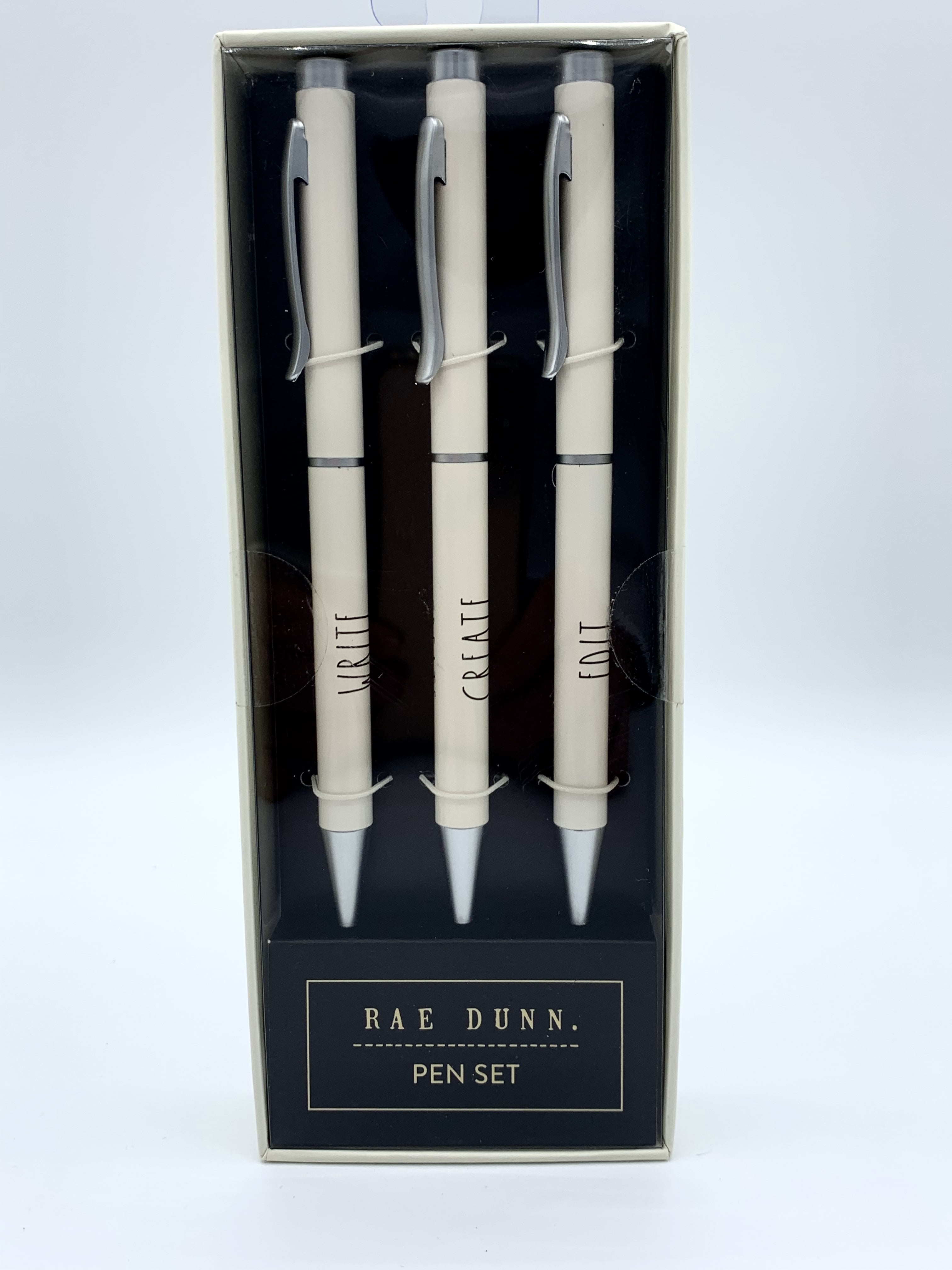 Rae Dunn Pen Set of 3 Write Create Edit White Ivory 