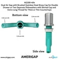 thumbnail image 4 of Dual Air Gap with Brushed Stainless Steel Brass Cap for Double Drawer or Two Separate Dishwashers with Skirted Cap and Extra Long Thread for Thick or Thin Countertops (AG200-404, AG200-X04, AMERIGAP), 4 of 9