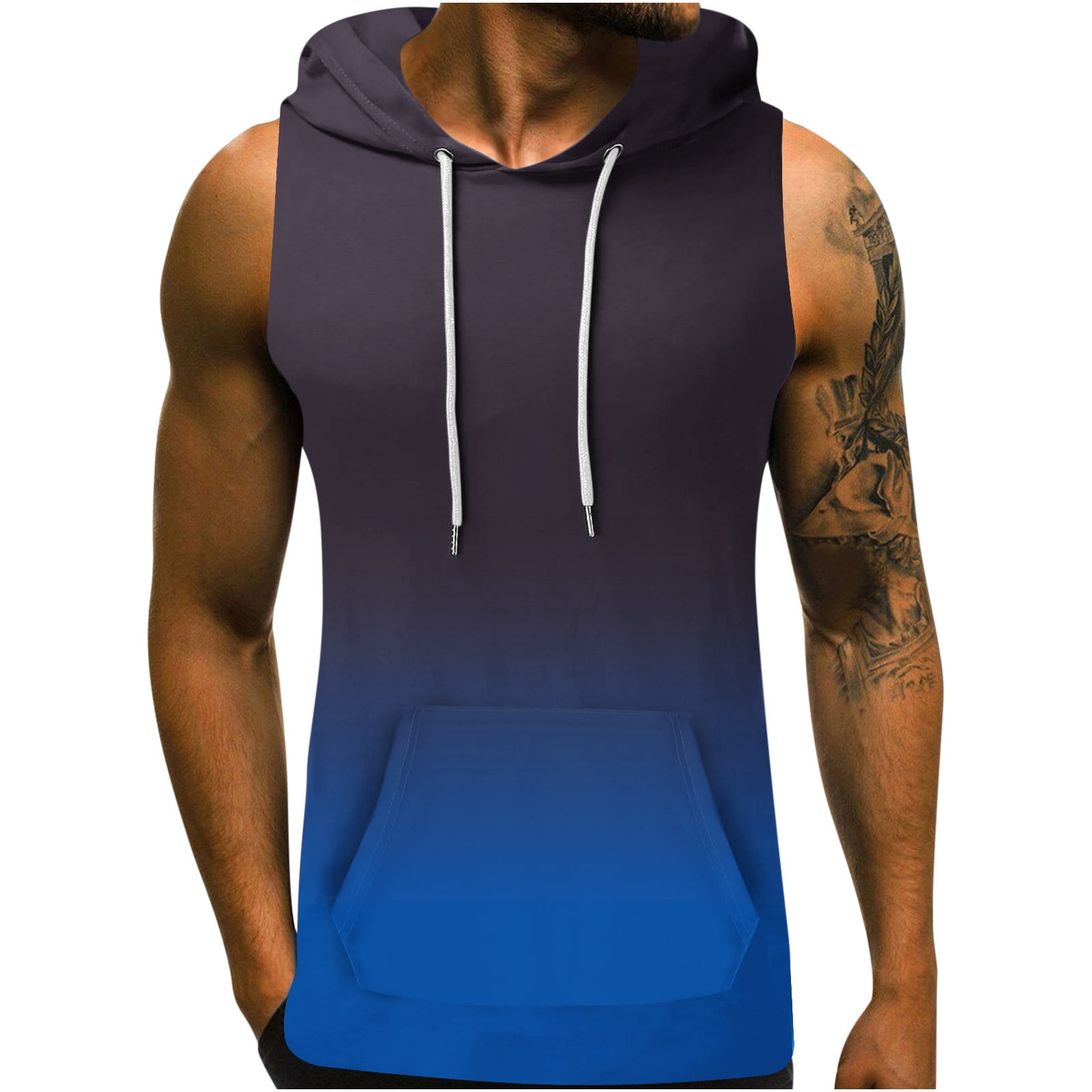 jovati Mens Sleeveless T Shirts Mens Hooded Tank Top 3D Non Positioning Hawaiian Regular Print Sleeveless Head Drawstring Pocket Hooded Tank Top Casual T Shirt Top Men Tank Tops Summer Walmart