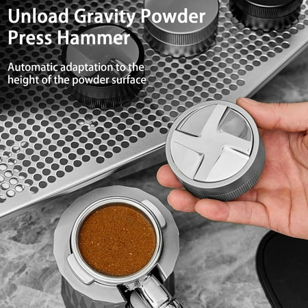 

YFMALL Coffee Powder Hammer Even Force Adaptive Height Sturdy Anti-slip Automatic Adjustment Compress Stainless Steel Unload Gravity Coffee Powder Tamper Dining Room