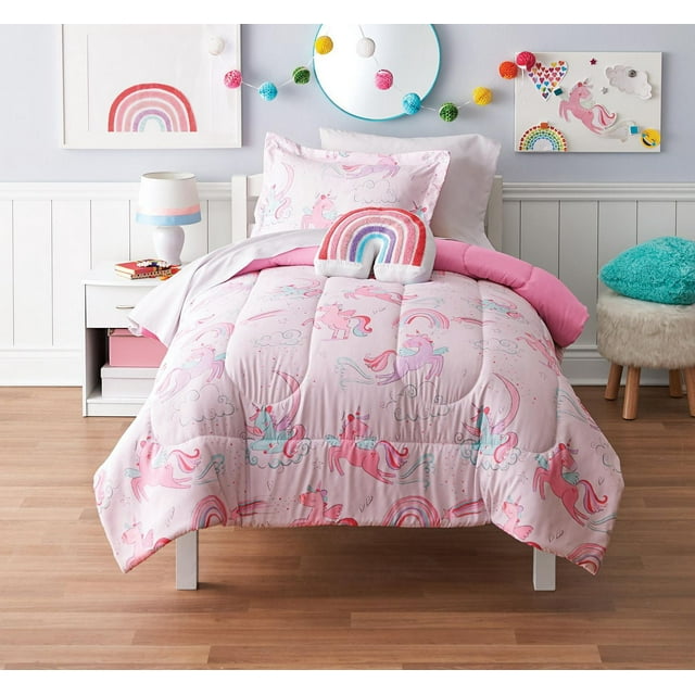 Mainstays Kids Pink Unicorn Bed in a Bag