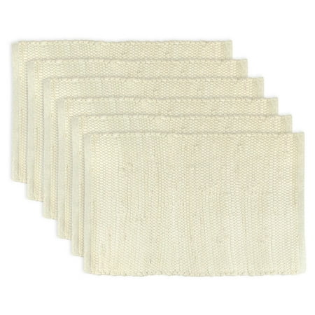 Natural Chindi Placemats (Set Of 6) - Design Imports: Cotton, Machine Washable, Rectangular Table Mats for All Ages