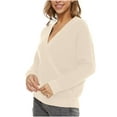 thumbnail image 6 of HuaLeiMao Women's Fall Winter Sweaters V Neck Long Sleeve Knitted Sweater Ladies Fashion Solid Color Cozy Casual Pullover Tops, 6 of 6