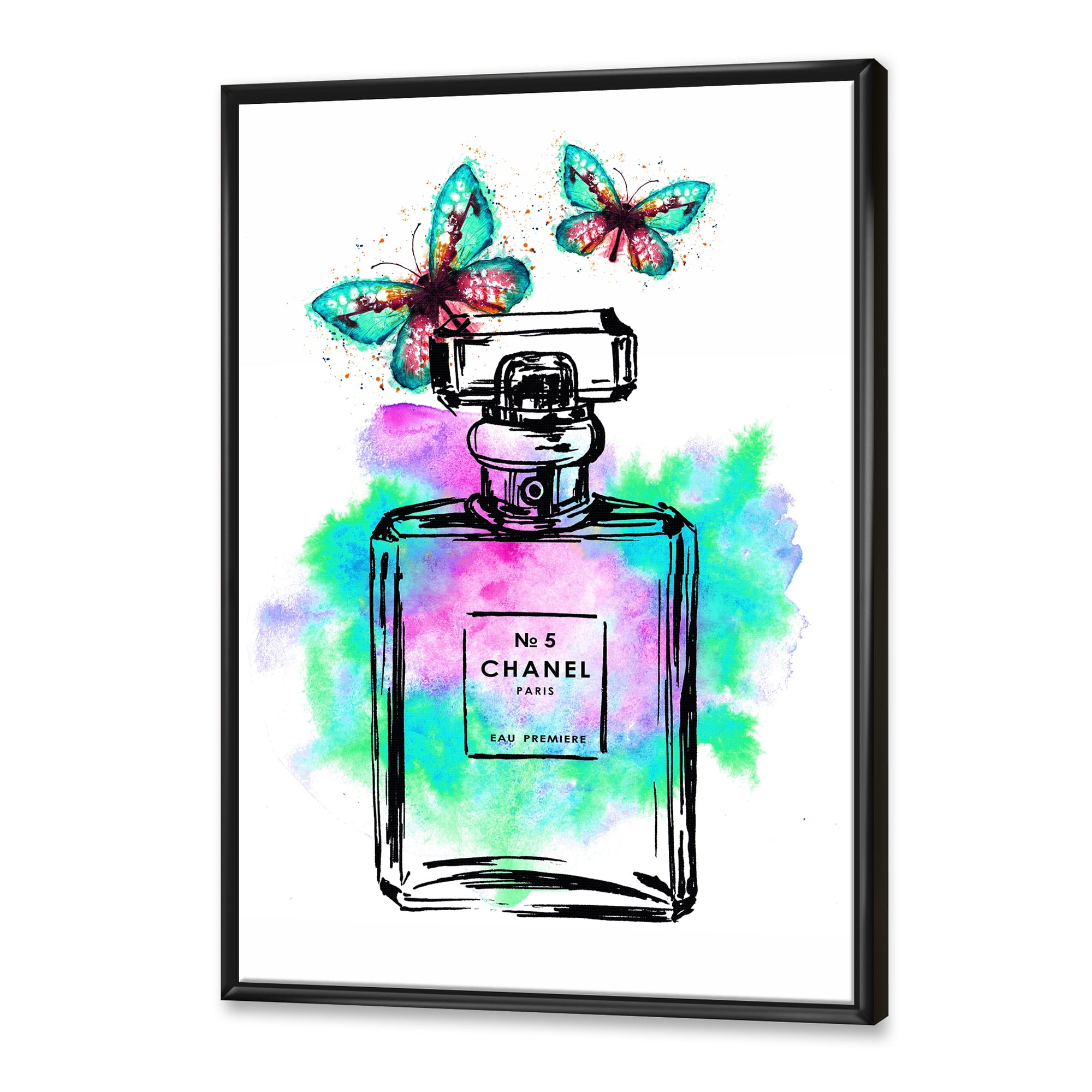 Perfume Chanel Five With 16 in x 32 in Framed Canvas Art Print, by Designart - Walmart.com