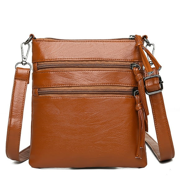 Crossbody Bags for Women,Small Genuine Leather Crossbody Purses for Women Cross Body Bag Shoulder Handbags with Multiple Zipper Pockets