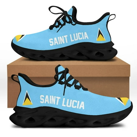 

INSTANTARTS Saint Lucia Flag Print Lace up Mesh Swing Sneakers Lightweight Casual Platform Shoes for Women Comfort Zapatos