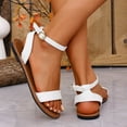 thumbnail image 6 of THDHVS Flat Sandals for Women,Sandals Women,Fashion Women's Open Toe Elastic Ankle Strap Flat Summer Sandals White 6, 6 of 6