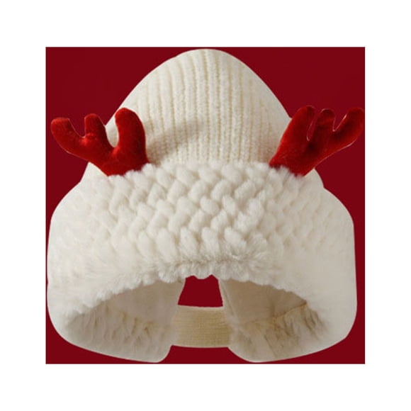 Winter Plush Thickened Woolen Hat For Women Versatile Big Head Circumference Showing Face Small Knitted Hat Ear And Warmth Bomber Hats beanies hats White