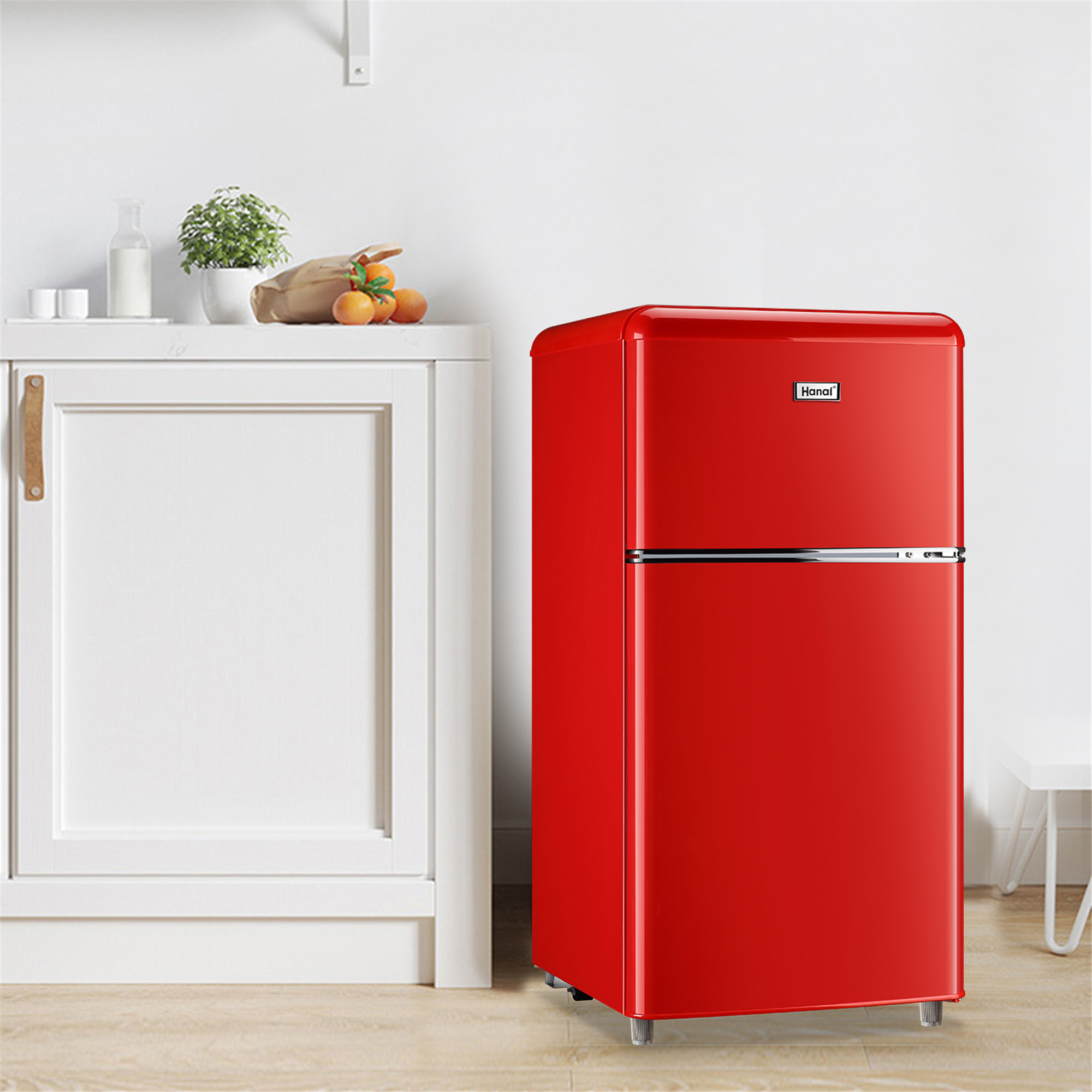 2 Door Portable Mini Fridges, Adjustable Remove Glass Shelves