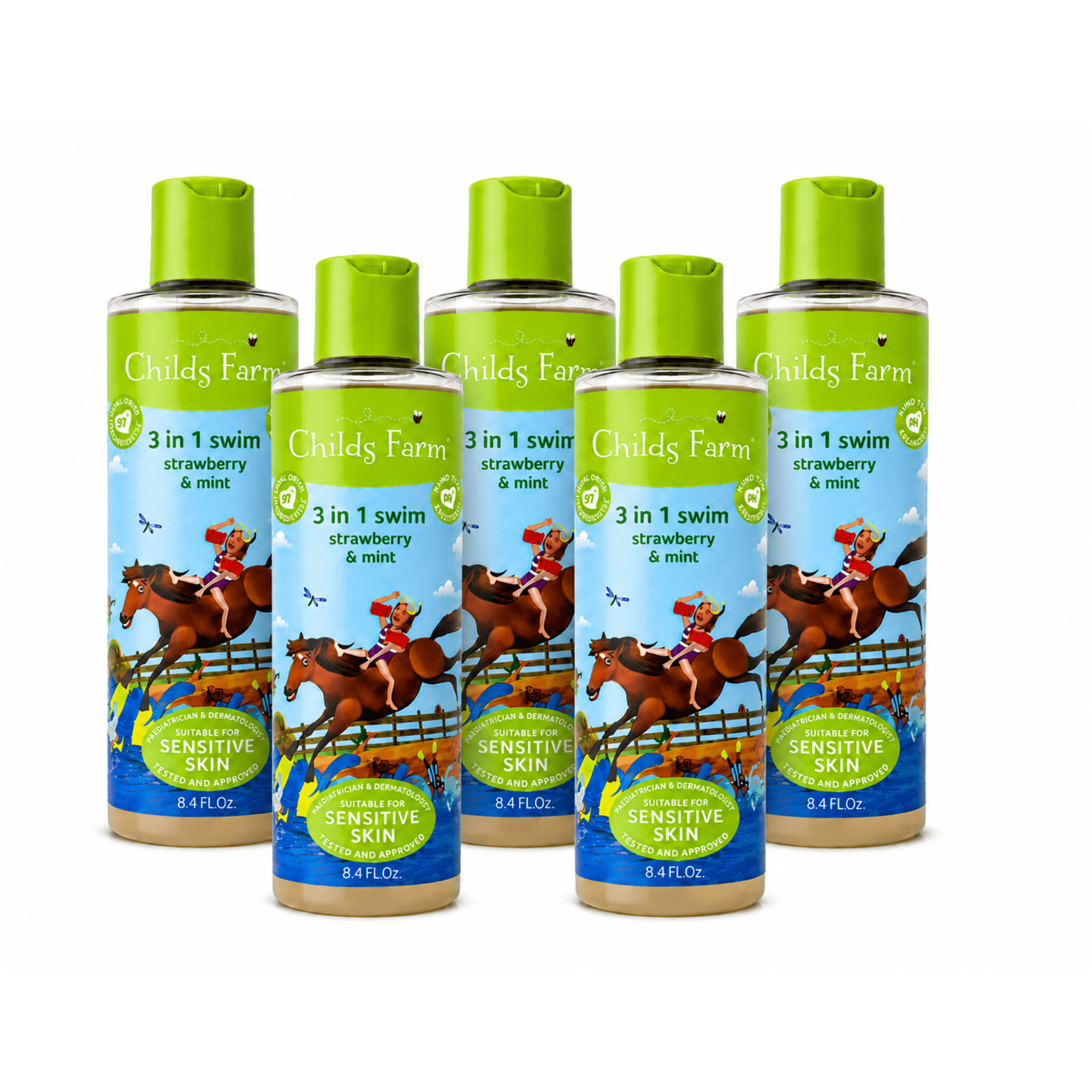 Childs Farm 3 in 1 Swim Strawberry & Mint, 8.4 fl oz 5 Pack