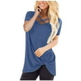 thumbnail image 2 of ALLLIST Solid Womens Spring Tops Short Sleeve V-Neck Blue T-Shirts Blouse for Women, 2 of 8