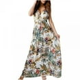 thumbnail image 1 of MesaSe Robes Maxi d'Été pour Femmes Imprimé Tropical Robes de Plage Col en V Sans Manches Taille Haute Lacée Robe Maxi Fluide Robe d'Été, 1 of 9