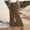 thumbnail image 6 of Lenpel Wide Leg Pants for Women Elastic High Waisted Drawstring Palazzo Pants Casual Loose Beach Trousers with Pockets, 6 of 7