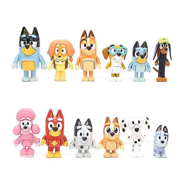 12 st Bluey Familj och Vänner Actionfigurer Modell Leksaksset Barn Present