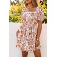 thumbnail image 4 of ABPHQTO Mini vestido de mujer con cuello cuadrado y nudo de lazo con estampado floral blanco para mujer, 4 of 5