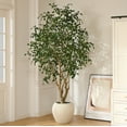 thumbnail image 2 of 8ft Artificial Ficus Tree with 18 inch White Planter, Tall Fake Ficus Trees for Indoor, Faux Ficus Silk Tree, Large Ficus Plants for Home Decor and Housewarming Gift, 2 of 8