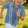 thumbnail image 4 of Guluxicc Button Up Shirts for Kids Boys Short Sleeve Linen Lapel Tops Solid Color Casual Summer Breathable Button Up Shirts, 4 of 9
