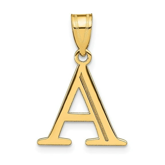 Auriga Fine Jewelry 14K Yellow Gold Etched Letter A Initial Pendant for Women (L- 17.54 mm, W- 16.36 mm)
