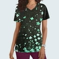 thumbnail image 2 of Jinhomg Women's Medical Scrubs Elegant Floral Print Nursing Tops Casual Comfy Short Sleeve V-Neck Scrub Shirt with Pockets Nurse Workwear Fall Saving Green L, 2 of 6