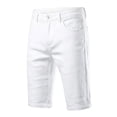 thumbnail image 4 of Avirosel Men's Casual Slim Fit Faux Denim Jean Shorts Skinny Stretch Summer Hot Short with Pockets for Summer Daily Wear White, 4 of 5