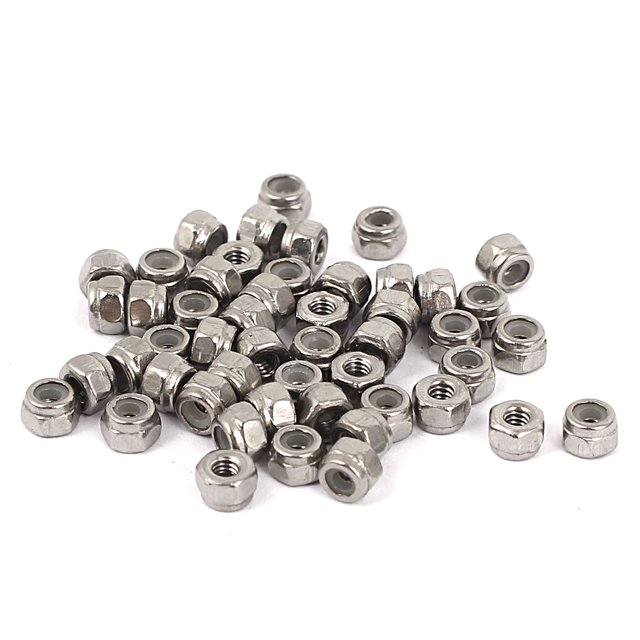 Unique Bargains M2 304 Acier Inoxydable Nylock Auto-Bloquant Nylon Insert Hexagonal Écrous de Verrouillage 50pcs