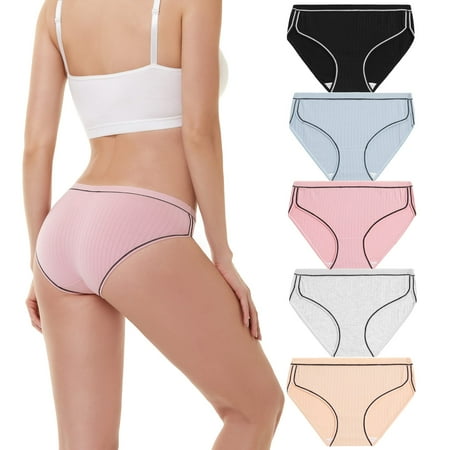 

Excellvida Women Cotton Underwear Low Rise Hipster Panties for Women Ladies Teen Girls Briefs (5 Pack )