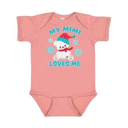

Inktastic Polar Bear My Mimi Loves Me in Santa Hat with Snowflakes Gift Baby Boy or Baby Girl Bodysuit