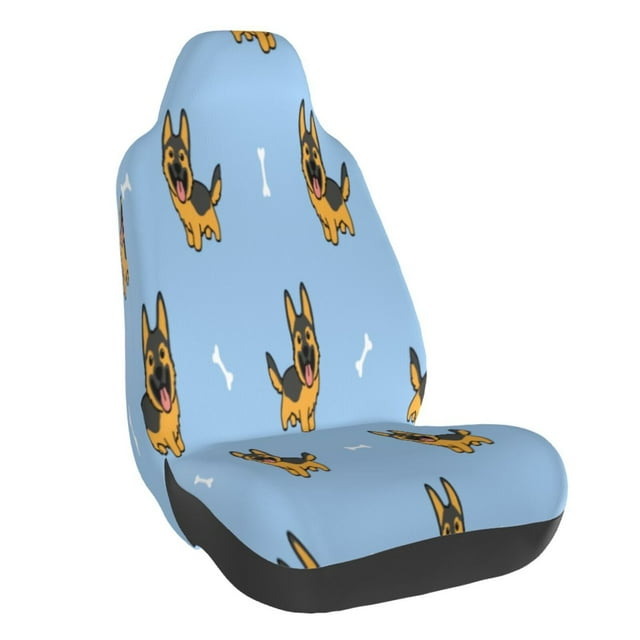 Wukai Cute Puppy Full Set Car Seat Covers with Soft Padding Universal Auto Front Seats Protector and Cushion Mat