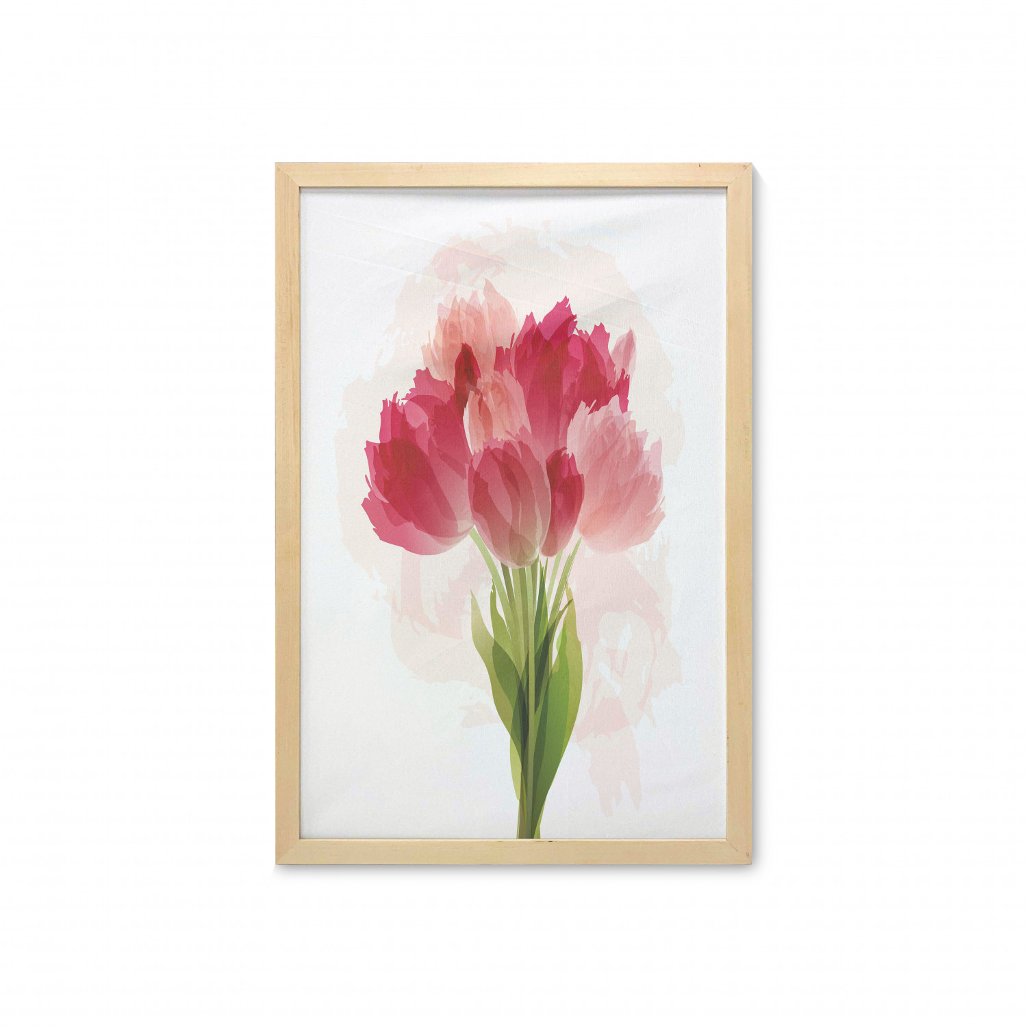 Floral Wall Art with Frame, Watercolor Painting Bouquet of Tulip Flower ...
