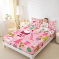 thumbnail image 4 of Castle Fairy Letter Monogrammed K 4 Pieces Queen Sheet Sets for Preppy Child,Christmas Santa Claus Deer Ultra Soft Flat Sheet,Happy New Year Queen Fitted Sheet,Microfiber Bedroom Decor, 4 of 7