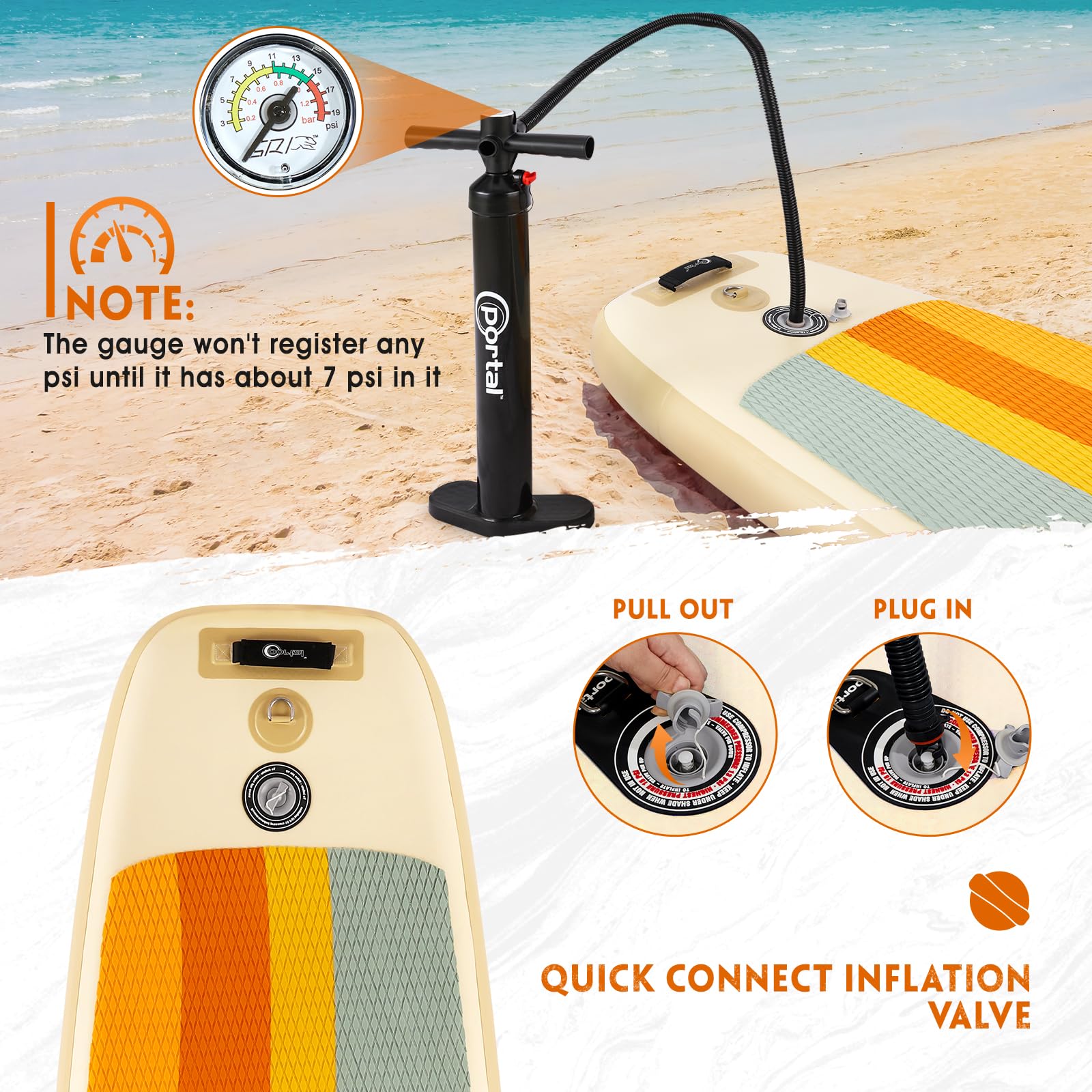 PORTAL SUP Inflatable Paddle Board for Adults 10'6'' Stand Up Paddleboard,Non-Slip Deck Blow up Paddle Boards with Adjustable Paddle, Carry Bag, and Repair Kit