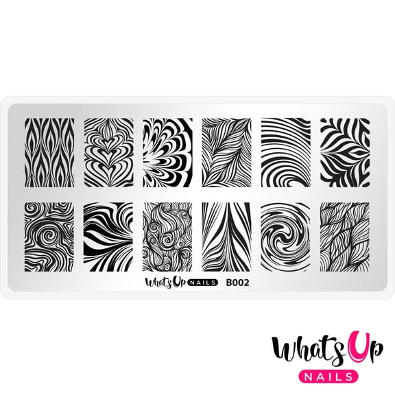 Whats Up Nails B002 Water Marble to Perfection Metal Stamping Plate for Nail Art Design