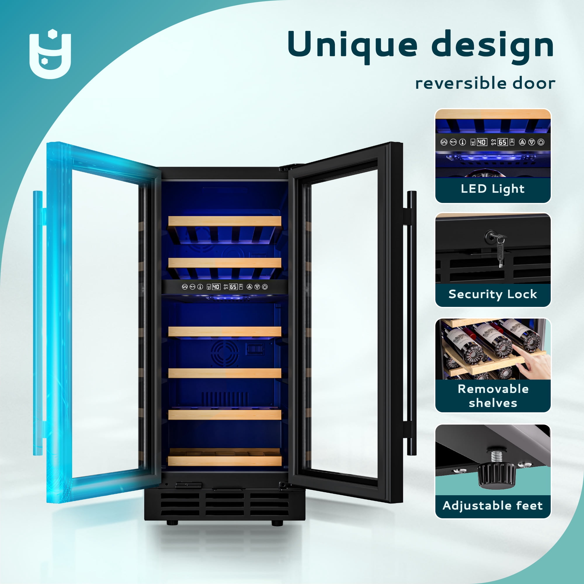 EUHOMY 3.6 cu ft Dual Zone Wine Cooler Refrigerator, 33 Bottles Glass Door, Black