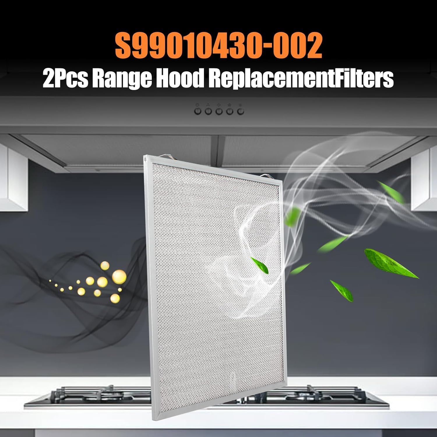 Aniceparthy S99010430-002 Range Hood Filter (2 Pack) Aluminum Mesh Grease Filte Kitchen Exhaust Fan Replacement Filter Compatible with Broan Nutone 4512880 99010430-002