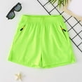 thumbnail image 2 of Sopiago Boys Shorts Casual Classic Fit Drawstring Sports Shorts for Boys Summer Beach Twill Shorts with Zipper Pockets (Green,8-9 Years), 2 of 3