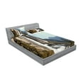 thumbnail image 2 of Ambesonne Nature Fitted Sheet & Pillow Sham Set, Yosemite Falls Mountain, Queen, Green, 2 of 2