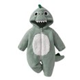 thumbnail image 2 of LIIPEE Baby Cartoon Dinosaur Zip Up Jumpsuit Boys Girls Fall Winter Long Sleeve Fuzzy Hooded Romper, 2 of 9